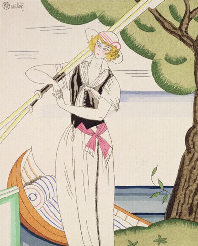 Woman alighting from her boat by Charles Martin